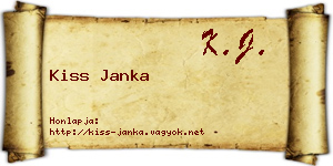 Kiss Janka névjegykártya